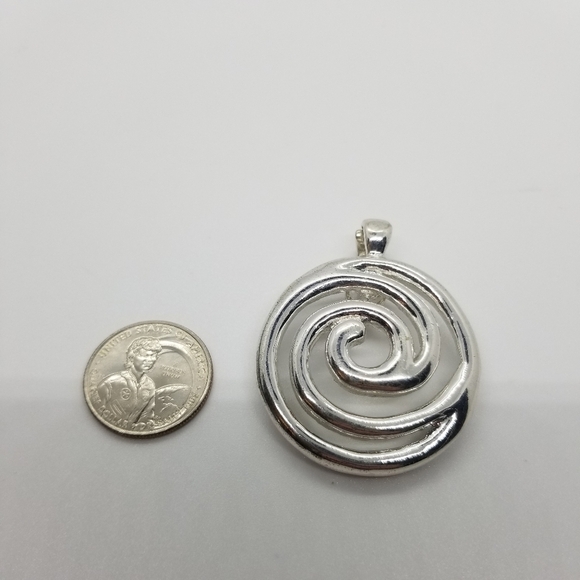large silver tone metal swirl enhancer pendant - Picture 3 of 5